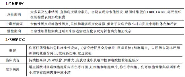 细菌性痢疾伤寒的特点临床执业助理医师笔试考试病理学考点